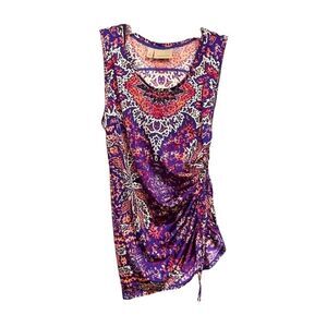 ATHLETA Aqualuxe Tank Top Paradise Boho Purple Sleeveless Cinch Womens S